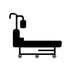 Hospital patient bed stretcher icon | Black Vector illustration |
