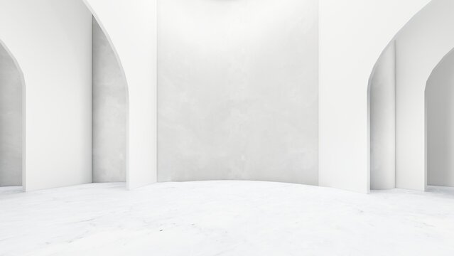 Architecture interior background white room 3d render