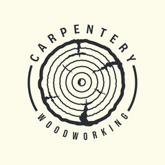 carpentry vintage logo vector template illustration design. woodwork or timber logo concept