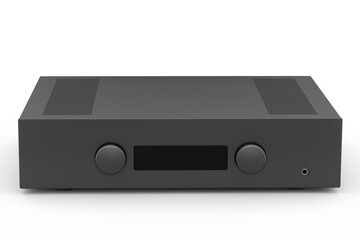 Fototapeta premium HiFi system with turntable and amplifier for home theater on white background.