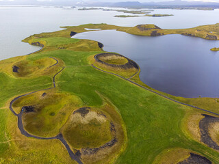 Lake Mývatn Iceland. Lake Mývatn is one of Iceland's most famous and spectacular landscapes due to its relentless volcanic activity.