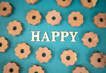 HAPPY(花のブロック)