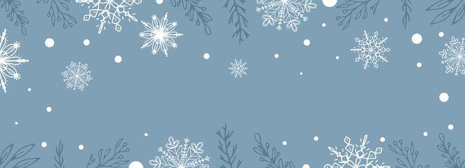 Beautiful set of white snowflakes botanical elements for winter design. Collection of Christmas New Year elements. Frozen silhouettes of crystal snowflakes. The apartment has a modern design wallpaper