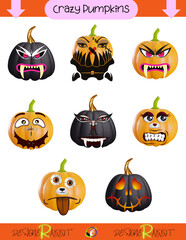 Crazy Pumpkin Emojis, Different, Cheerful, Disgusting, Scary, Sweet, Unique Halloween Pumpkins