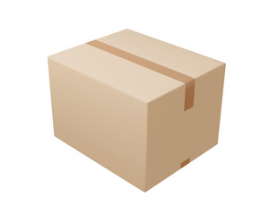 Cardboard or carton realistic delivery boxes with scotch tape and labels.