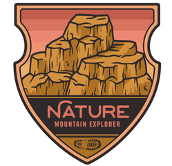 Mountains adventure outdoor print. Nature wild life explore. Wanderlust and camping