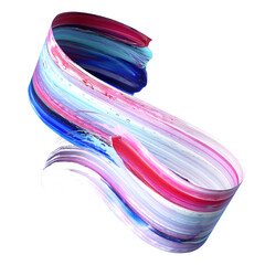 Abstract brush stroke, paint splash, colorful curl, artistic spiral, vivid ribbon. 3d illustration