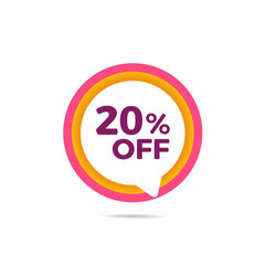 20% off, colorful balloon on white background with discount tag for promotion and offers