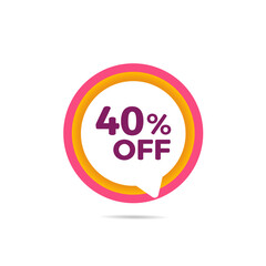40% off, colorful balloon on white background with discount tag for promotion and offers