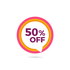 50% off, colorful balloon on white background with discount tag for promotion and offers