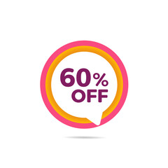 60% off, colorful balloon on white background with discount tag for promotion and offers