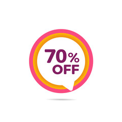 70% off, colorful balloon on white background with discount tag for promotion and offers