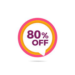 80% off, colorful balloon on white background with discount tag for promotion and offers