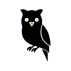Animal bird cute owl icon | Black Vector illustration |
