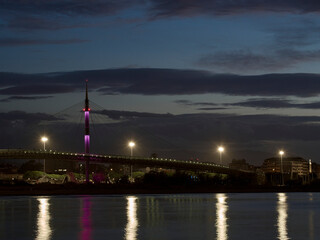 Ora blu sul Ponte del Mare, Pescara, Abruzzo, Italia