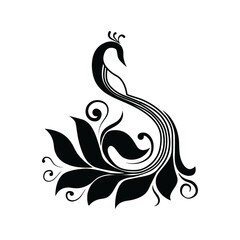 Animal bird peacock pet icon | Black Vector illustration |