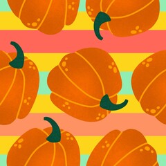 Autumn vegetable seamless Halloween pumpkins pattern for wrapping and clothes print and kids and fabrics