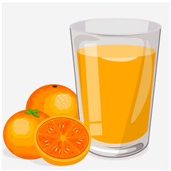 Transparent glass cup with orange juice