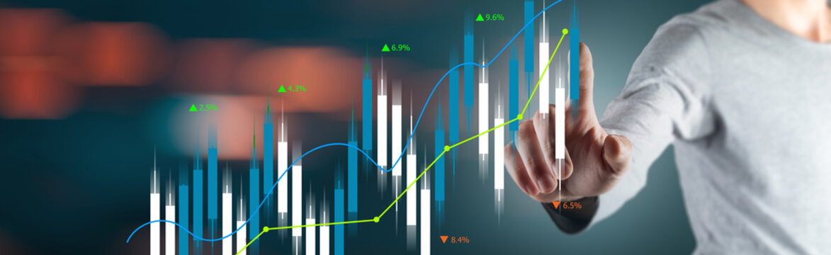 A Man Clicks On A Candlestick Chart