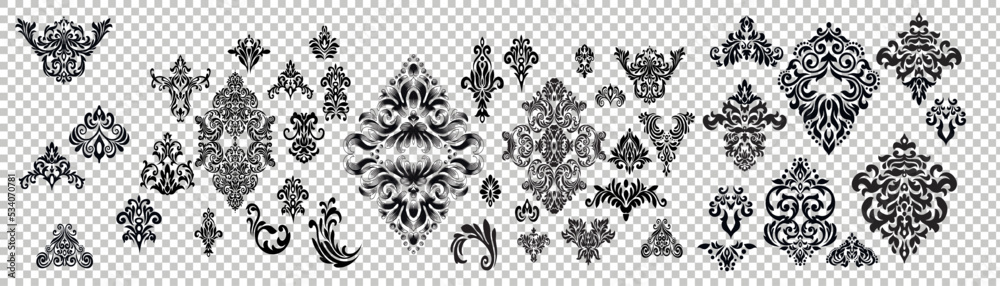 Wall mural vintage baroque frame scroll ornament engraving border floral retro pattern antique style acanthus f