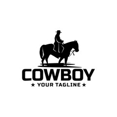 Cowboy Logo Design Vector Icon Horse