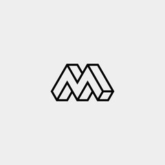 3d line letter m desig logo