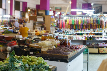Background image of a shopping market. Blurry