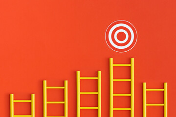 Ladder career path for business growth success process. Inspiration and creative idea concept.