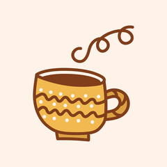 Yellow mug in simple style on white background