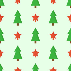 Pattern of Christmas tree and red star