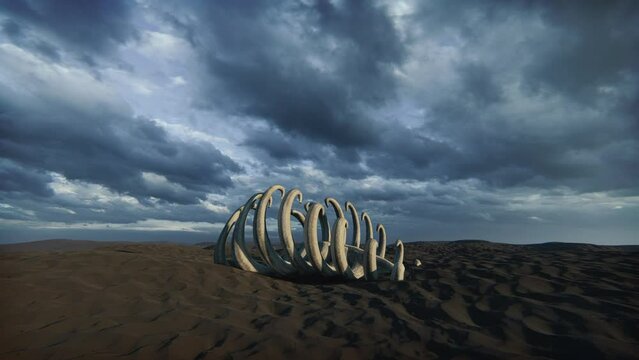 Bones And Dark Desert 3D Animation