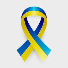 Vector 3d Realistic Yellow and Blue Ribbon Icon Closeup Isolated on White Background. Support for Ukraine Symbo Clipart. Design Template for Anti War Call, Peace, Struggle, Protest