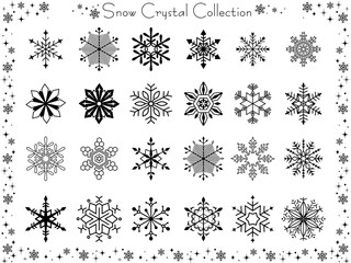 雪の結晶　シルエット　クリスマス　素材　イラスト