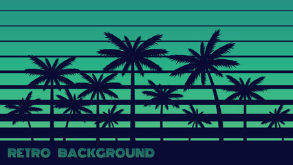 retro background with palm trees. vector illustration