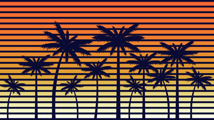 retro background with palm trees. vector illustration