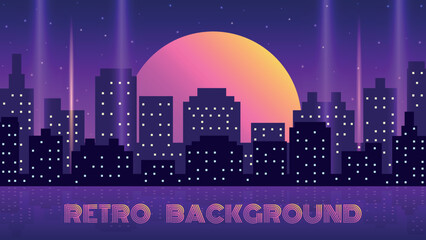urban retro background in 80s style. vector illustration