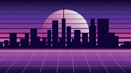 urban retro background in 80s style. vector illustration