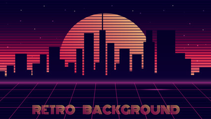 urban retro background in 80s style. vector illustration