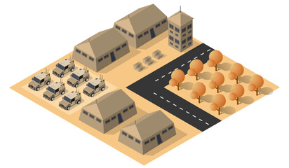 Naklejka premium Army armed troop isometric armed military 3D illustration