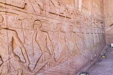 Relief mural depicting captured Nubians at the Great Temple of Ramesses II.