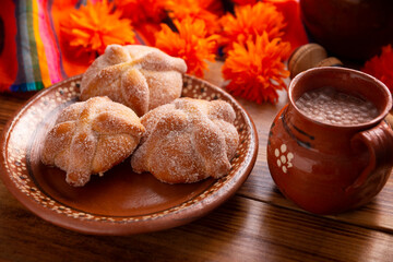 Pan de Muerto. Typical Mexican sweet bread that is consumed in the season of the day of the dead....