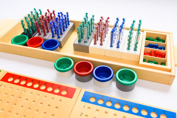 The division board in montessori is a mathematical material to learn in an alternative way.