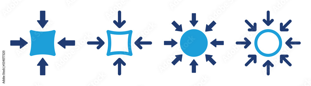 Poster compact size icon set. compress symbol vector illustration.