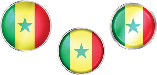 Round national flag pin of Senegal.Circular vector flag of Senegal