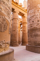 Columns in the Great Hypostyle Hall in the Karnak Temple complex in Luxor.