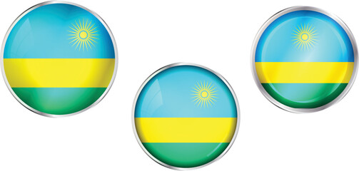 Round national flag pin of Rwanda.Circular vector flag of Rwanda