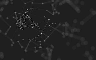 Abstract background. Molecules technology with polygonal shapes, connecting dots and lines. Connection structure. Big data visualization.