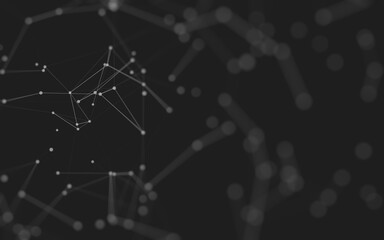 Abstract background. Molecules technology with polygonal shapes, connecting dots and lines. Connection structure. Big data visualization.