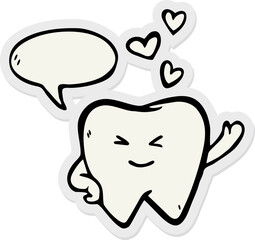 vector set of cute cartoon tooth with speech bubble on paper background .Vector illustration