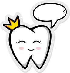vector set of cute cartoon tooth with speech bubble on paper background .Vector illustration